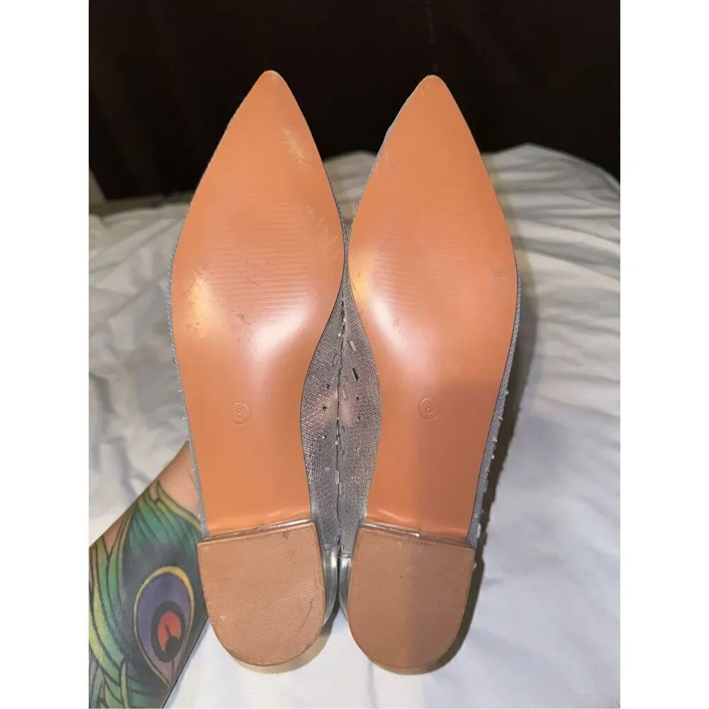 NWOT Lulu’s rhinestone silver ballet flats size 8